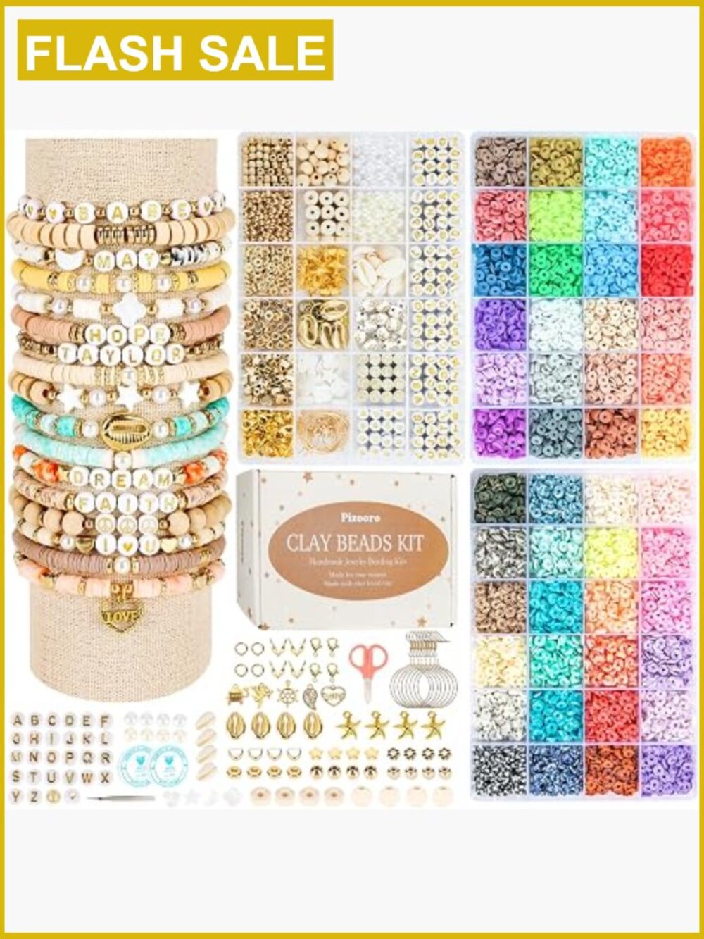 Beading Kit - 10500pcs Clay Letter Beads for Jewelry Making with Charm & String